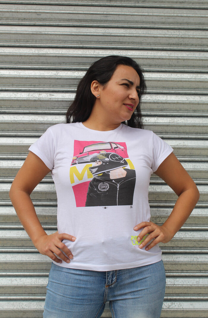 Speak-Racing-Fluently-Mini-Cooper-Vintage-2-PowerLadies- Samira Rached-shirt-Playera